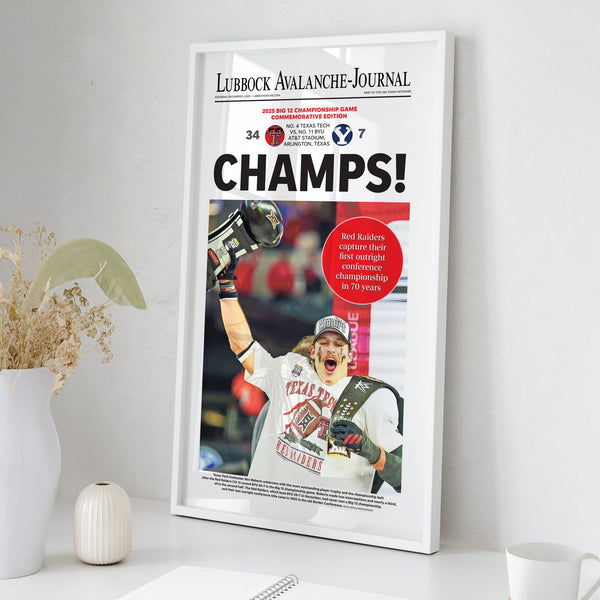 Texas Tech Big 12 Champs Front Page Wall Art
