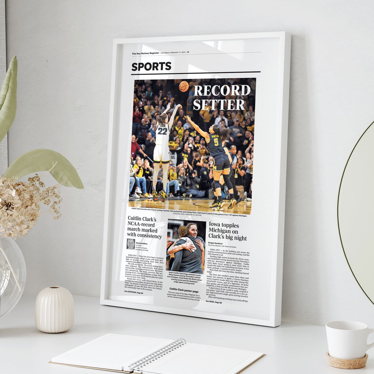 Caitlin Clark Record Setter Front Page Wall Art