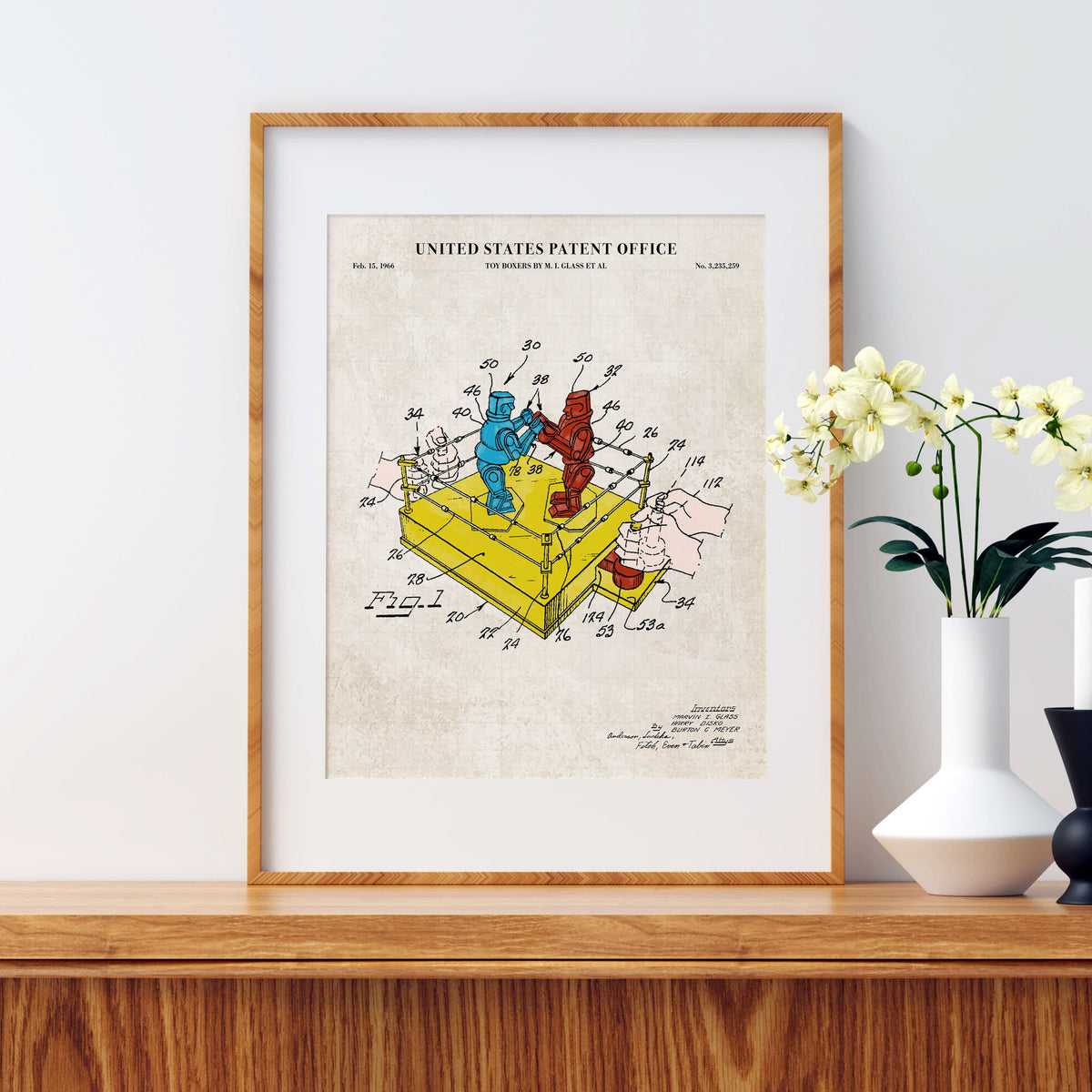 Rock 'Em Sock 'Em Robot Patent Wall Art - Color