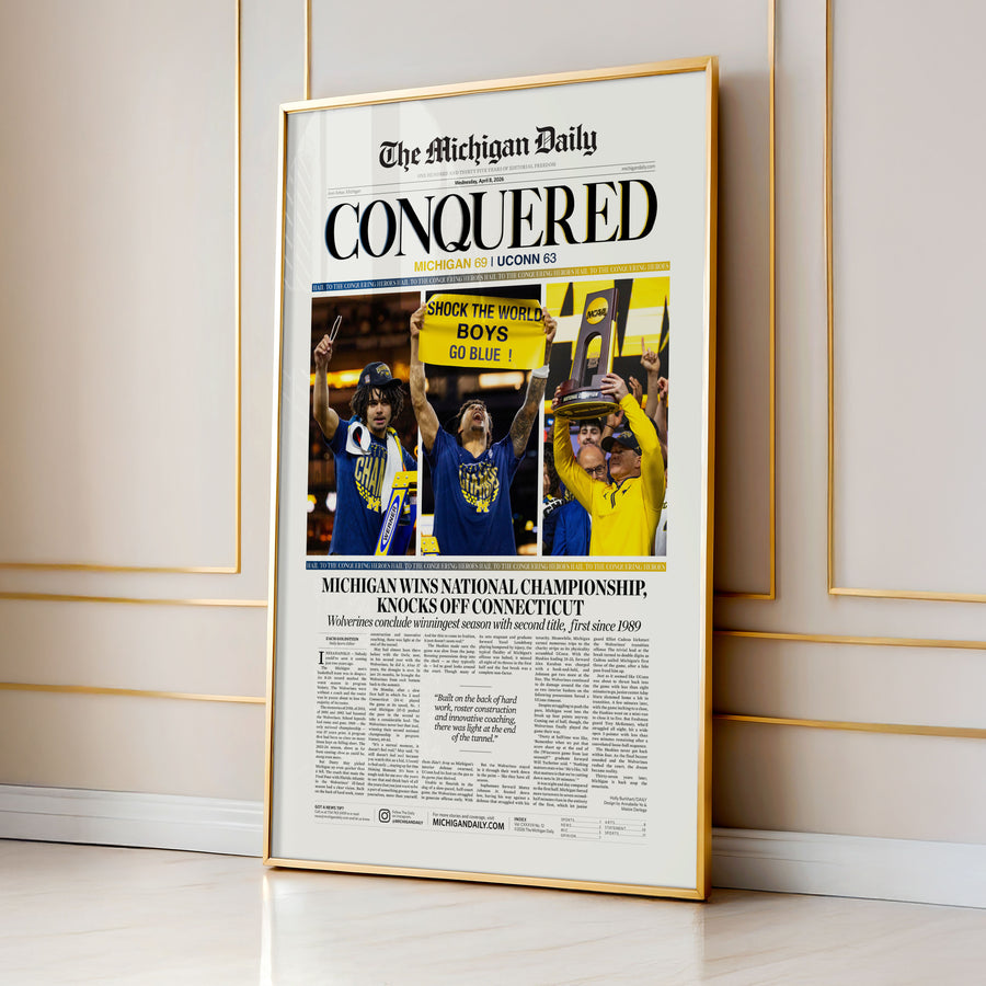 The Michigan Daily CONQUERED Front Page Wall Art