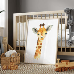 Giraffe Baby Animal Watercolor Poster Cover