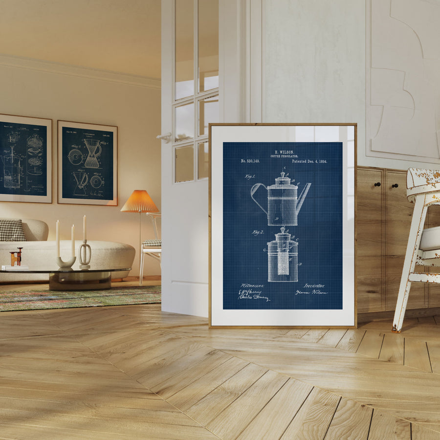 Coffee Percolator Patent Wall Art - Blueprint