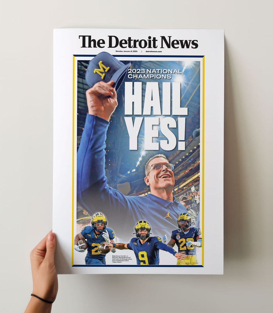Michigan Hail Yes National Championship Front Page Wall Art