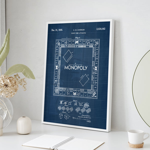 Monopoly Board Game Patent Wall Art