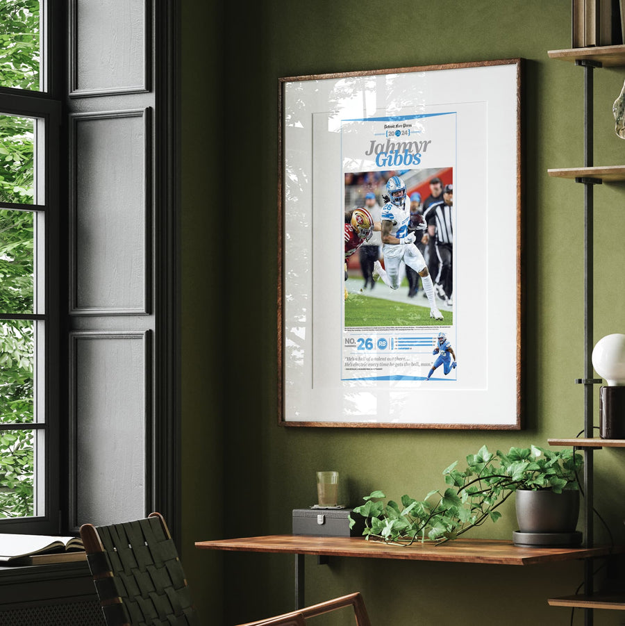 Detroit Lions Jahmyr Gibbs 2024-25 Season Commemorative Front Page Wall Art