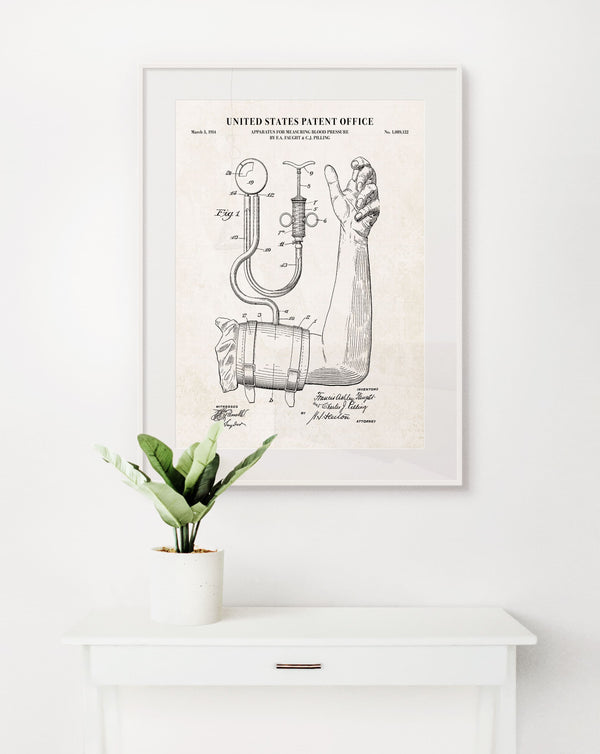 Blood Pressure Cuff Patent Wall Art