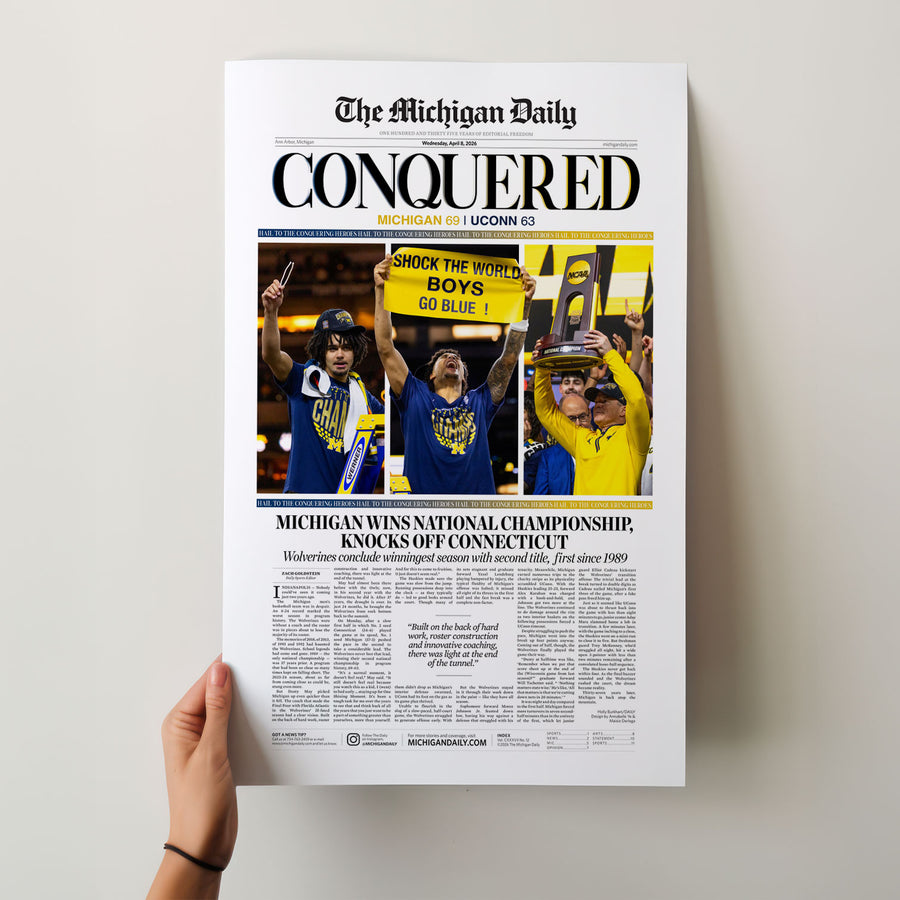 The Michigan Daily CONQUERED Front Page Wall Art