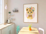 Lion Baby Animal Watercolor Wall Art