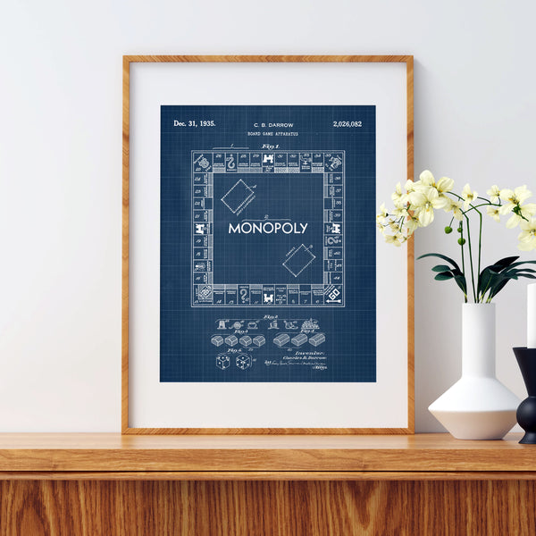 Monopoly Board Game Patent Wall Art