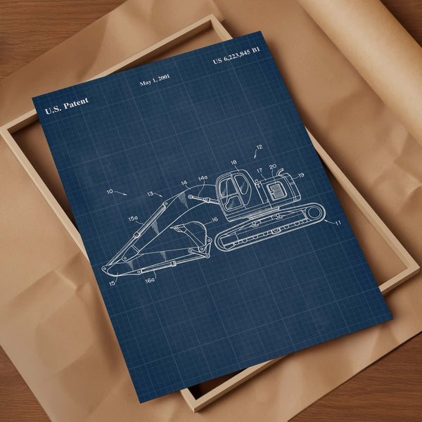 Construction Vehicle Excavator Patent Wall Art