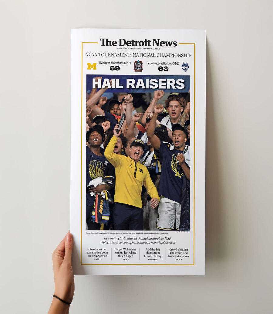 Hail Raisers Michigan Basketball 2026 Champs Detroit News Front Page Wall Art