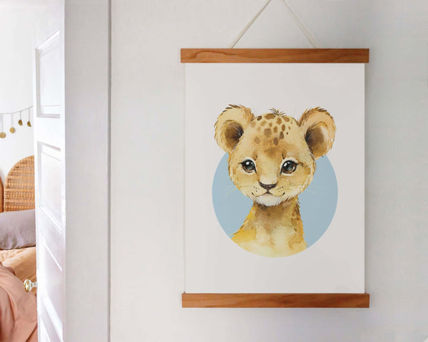 Lion Baby Animal Watercolor Wall Art