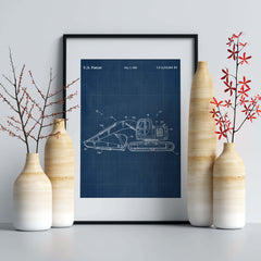 Construction Vehicle Excavator Patent Poster Cover