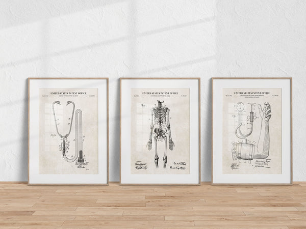 Anatomical Skeleton Patent Wall Art - Vintage Paper