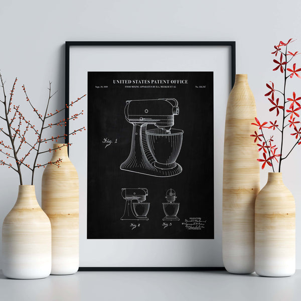 Stand Mixer Patent Wall Art - Chalkboard