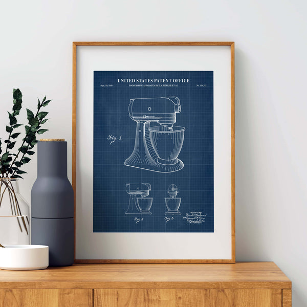 Stand Mixer Patent Wall Art - Blueprint
