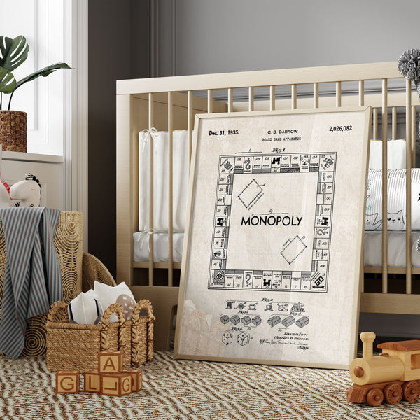 Monopoly Board Game Patent Wall Art