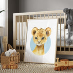 Lion Baby Animal Watercolor Wall Art
