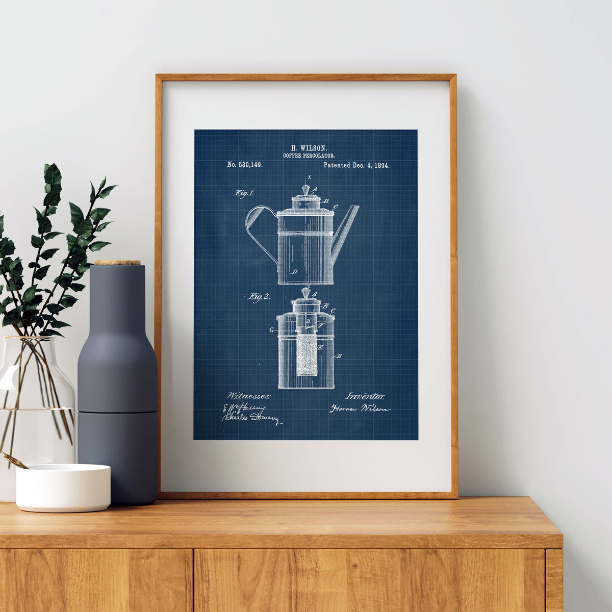 Coffee Percolator Patent Wall Art - Blueprint