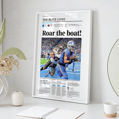 Detroit Lions Roar the Boat Front Page Wall Art Cover