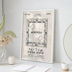Monopoly Board Game Patent Wall Art