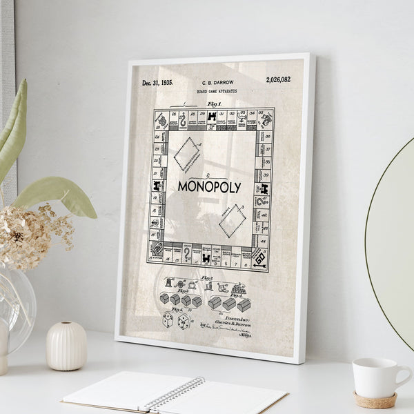 Monopoly Board Game Patent Wall Art