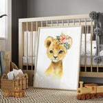 Lion Baby Animal Watercolor Wall Art