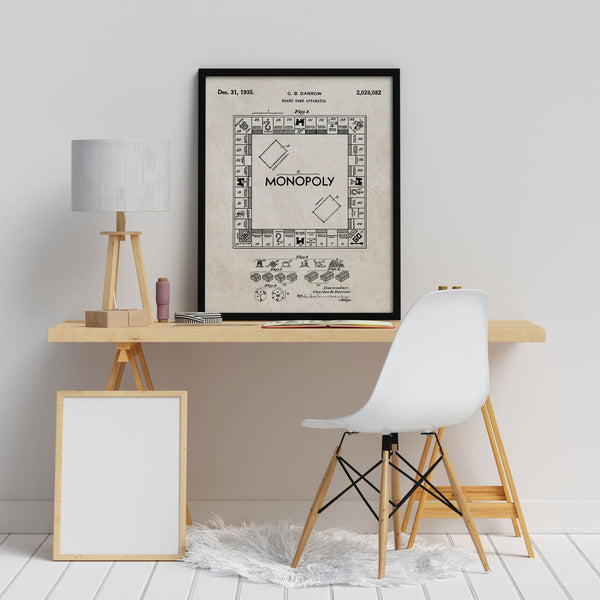Monopoly Board Game Patent Wall Art