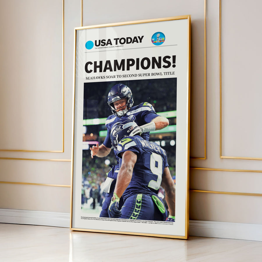 Seahawks 2025-26 CHAMPIONS Front Page Wall Art