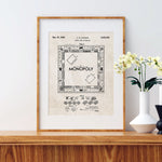 Monopoly Board Game Patent Wall Art