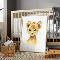Lion Baby Animal Watercolor Poster Cover