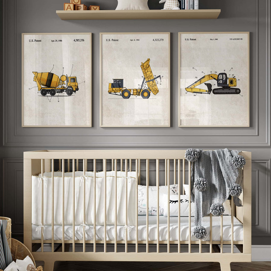 Construction Vehicle Dump Truck Patent Wall Art - Color