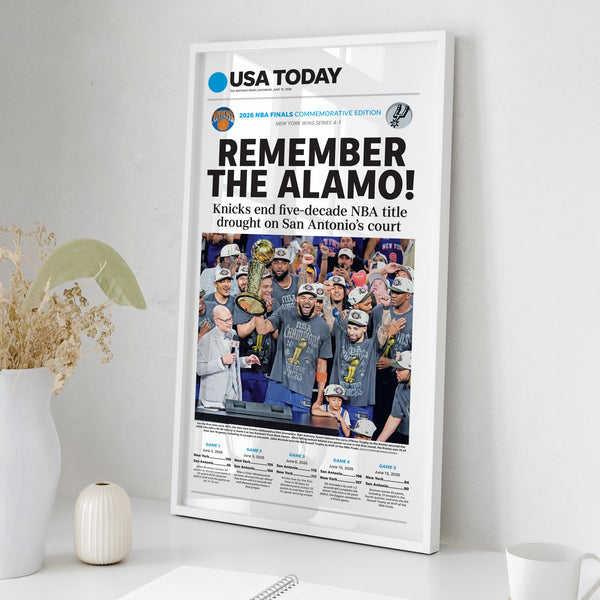 New York Knicks NBA Champs USA TODAY Front Page Wall Art