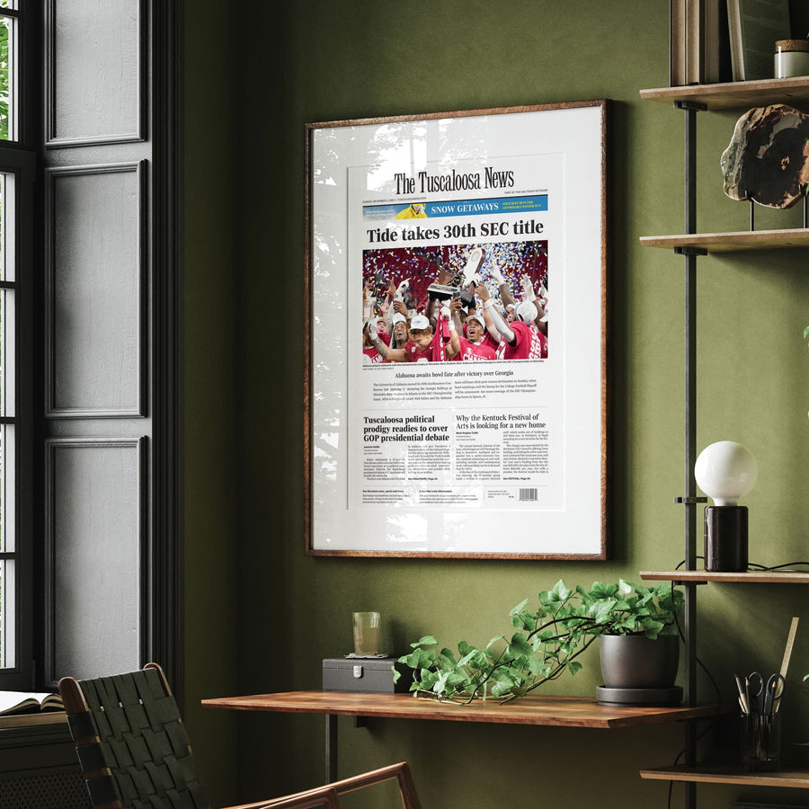 Alabama Crimson Tide 30th SEC Championship Front Page Wall Art