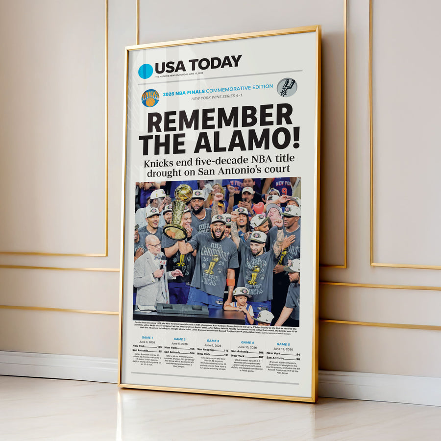 New York Knicks NBA Champs USA TODAY Front Page Wall Art