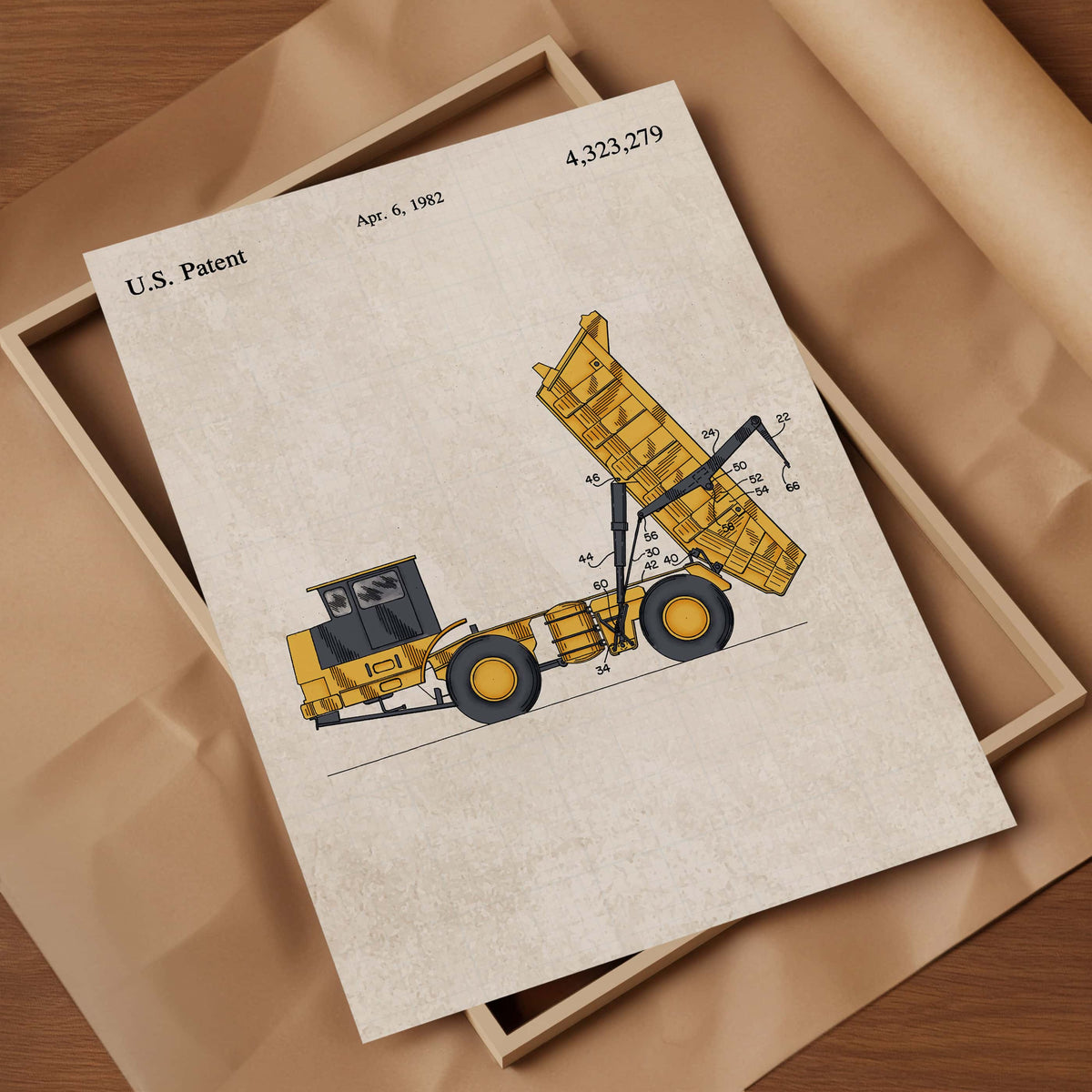 Construction Vehicle Dump Truck Patent Wall Art - Color