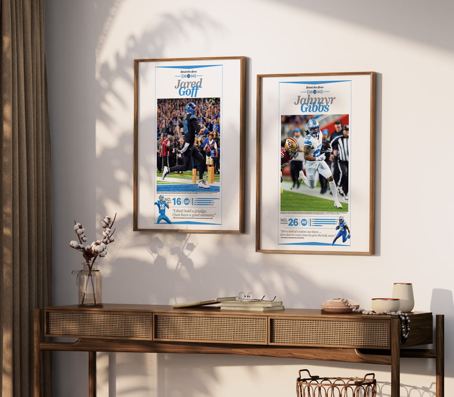 Detroit Lions Jared Goff 2024-25 Season Commemorative Front Page Wall Art