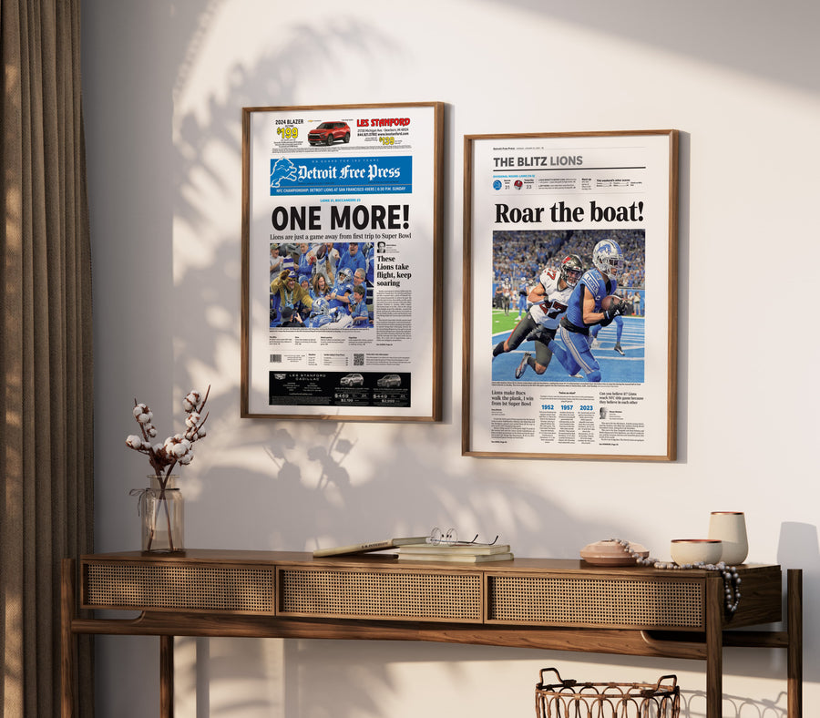 Detroit Lions First Playoff Win in 32 Years vs LA Rams Front Page Wall Art