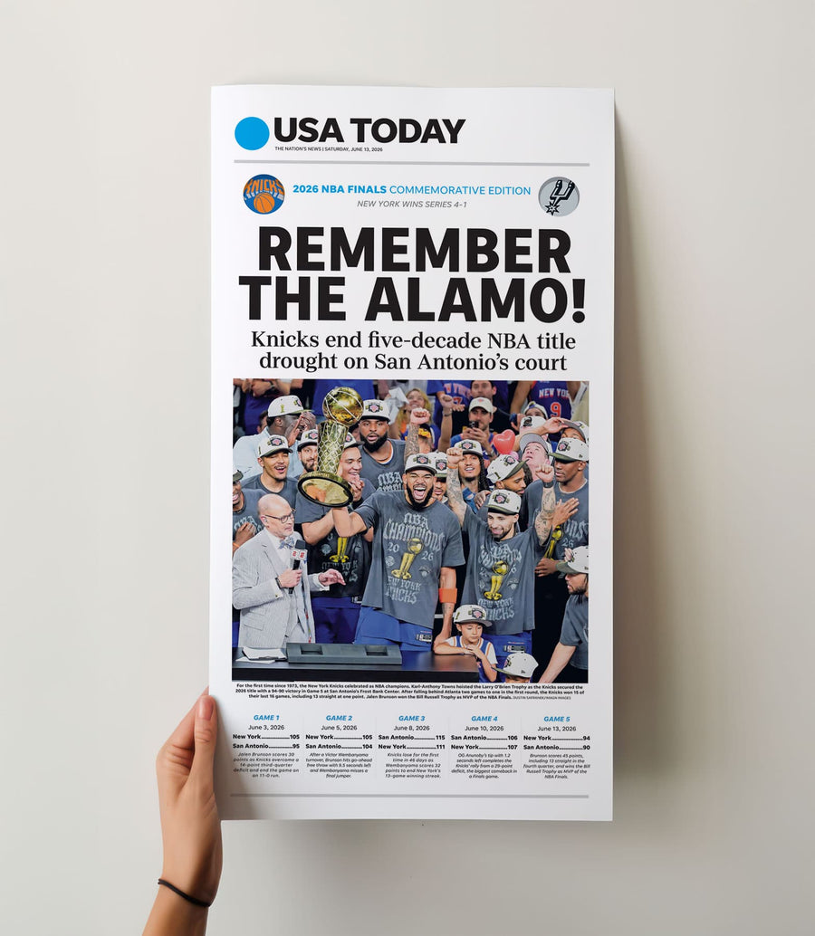 New York Knicks NBA Champs USA TODAY Front Page Wall Art