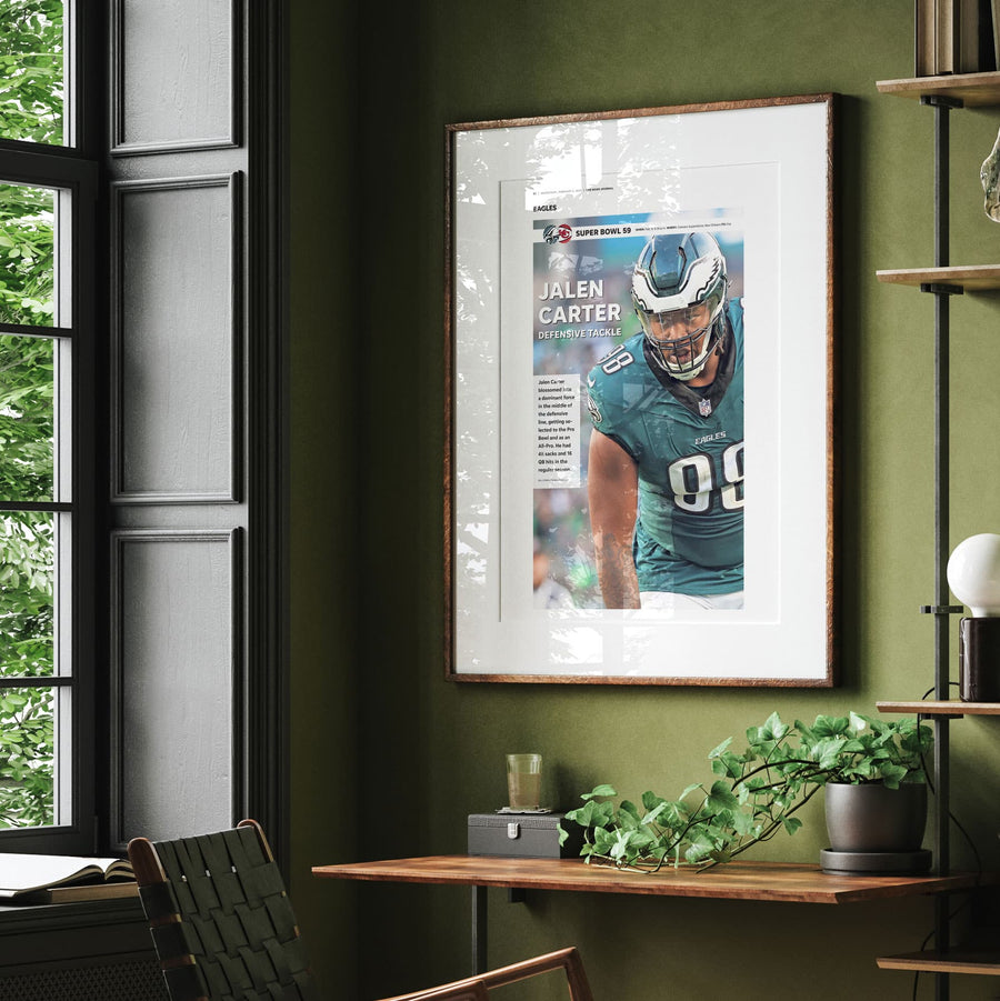 Philadelphia Eagles Jalen Carter Super Bowl LIX Commemorative Front Page Wall Art