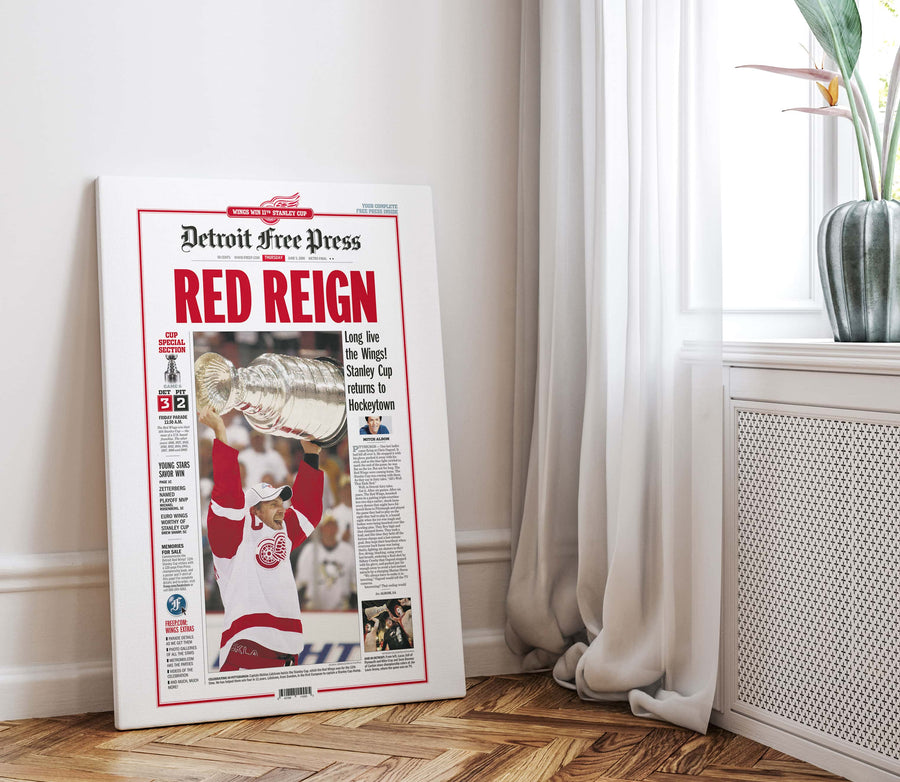 Detroit Red Wings 11th Stanley Cup Red Reign Front Page Wall Art