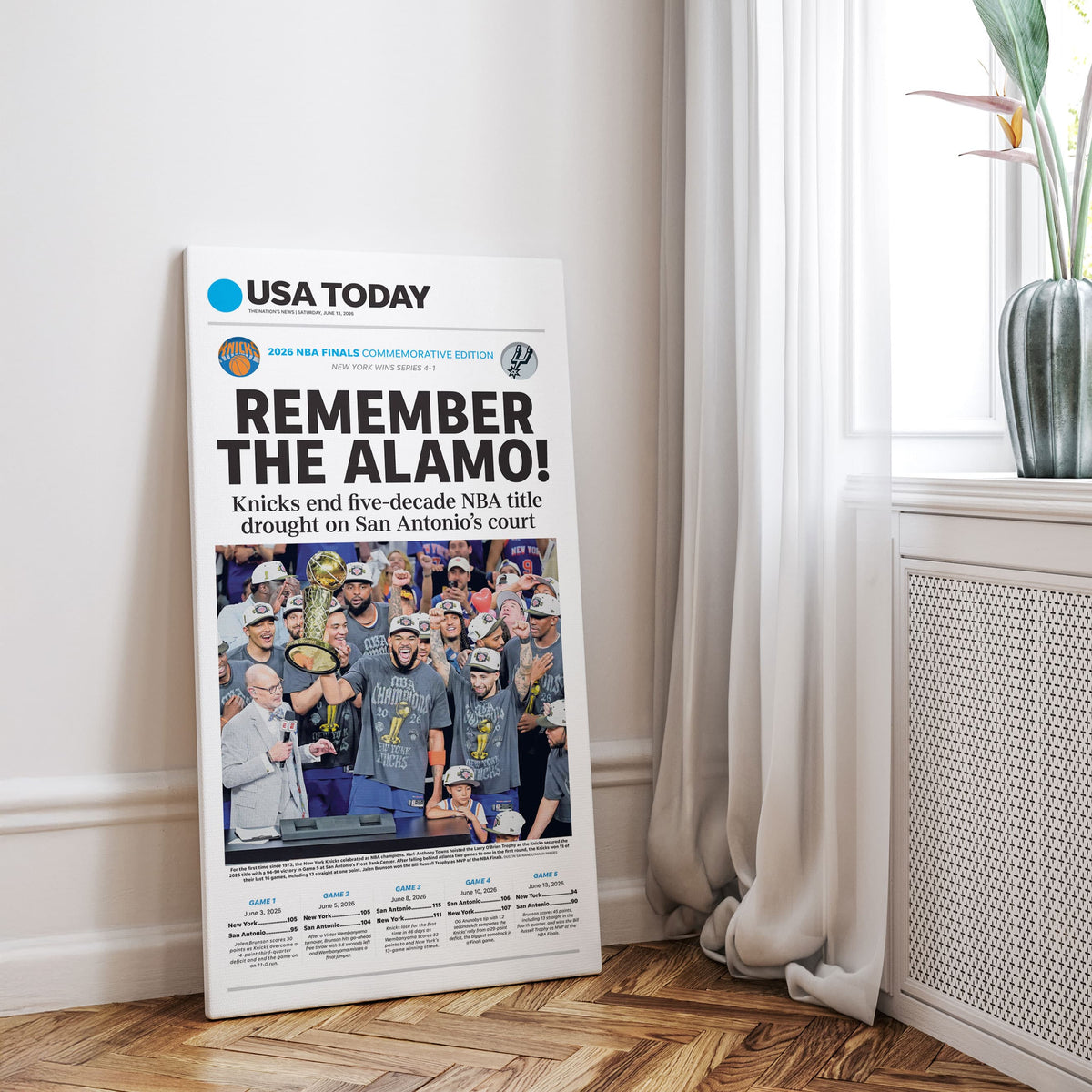 New York Knicks NBA Champs USA TODAY Front Page Wall Art