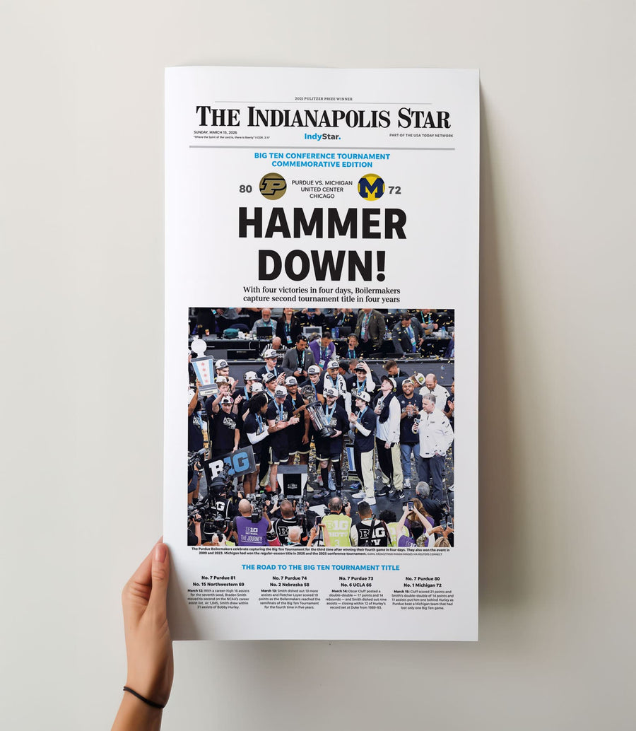 Purdue 2026 Big Ten Tournament Champs Front Page Wall Art