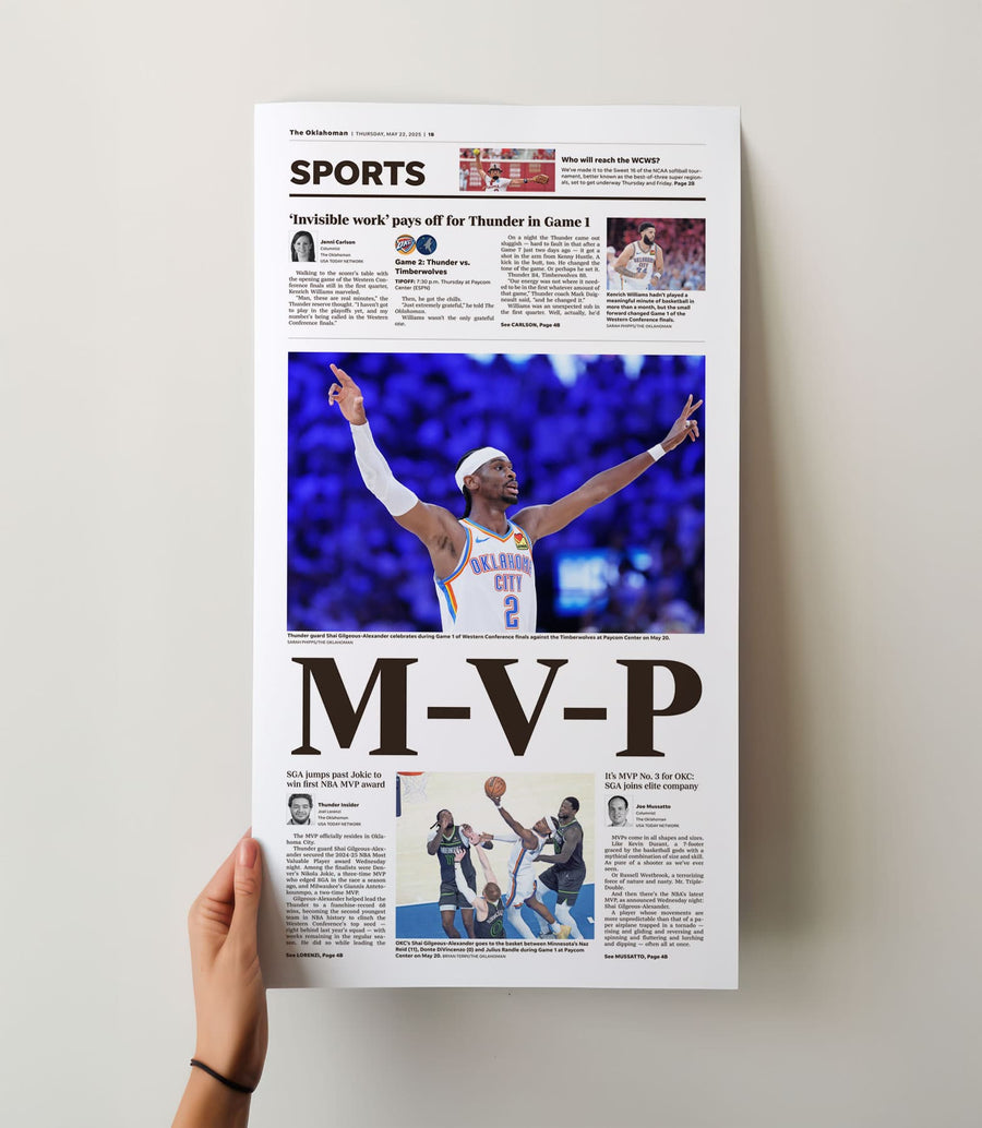 Shai Gilgeous-Alexander MVP Front Page Wall Art