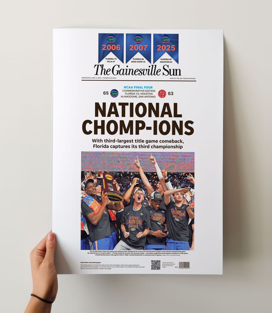 Florida Gators National Chomp-ions Gainesville Sun Front Page