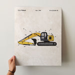 Construction Vehicle Excavator Patent Wall Art - Color