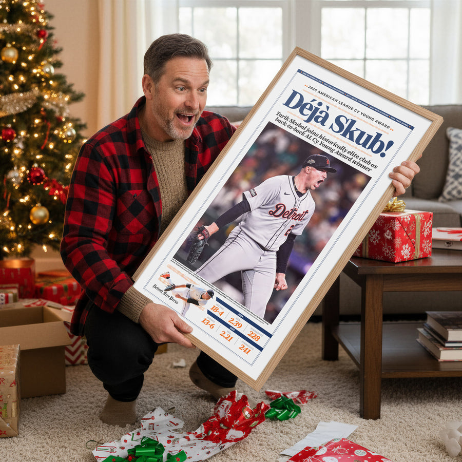 Tarik Skubal Back-to-Back AL Cy Young Front Page Wall Art (2025)