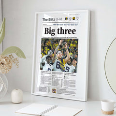 Michigan Big Ten Champs Three-Peat Front Page Wall Art Cover
