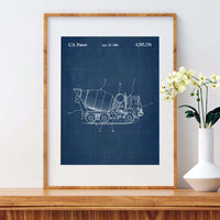 Construction Vehicle Cement Mixer Patent Wall Art - Blueprint