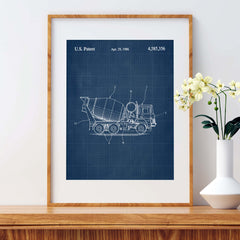 Construction Vehicle Cement Mixer Patent Wall Art - Blueprint